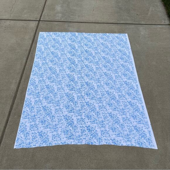 Vintage Kenmill Textile blue white hibiscus tropical flower fabric 60"x78" - Picture 2 of 7